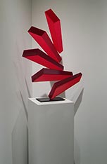Custom Made Red Sculpture Pedestals that appear to be floating