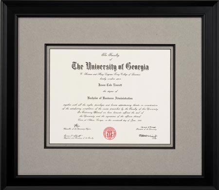 College diploma framed