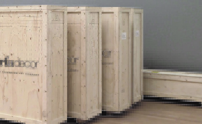 crates storing art in climate-controlled warehouse