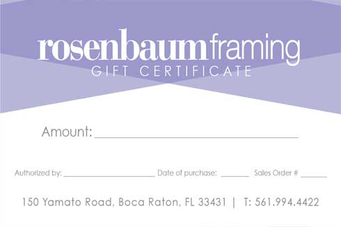 gift certificate for Rosenbaum Framing