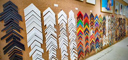 gallery wall of custom framing options
