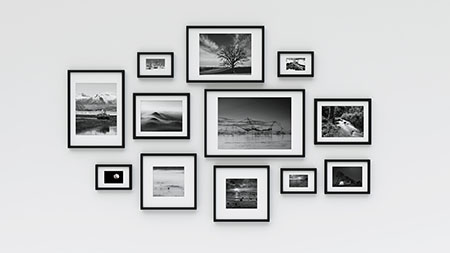 custom framed photos on gallery wall
