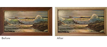 Reframed art before and after